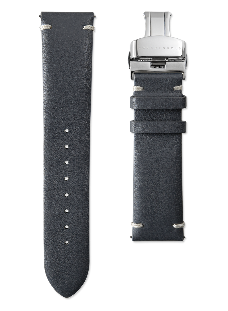 22mm GREY ITALIAN LEATHER STRAP